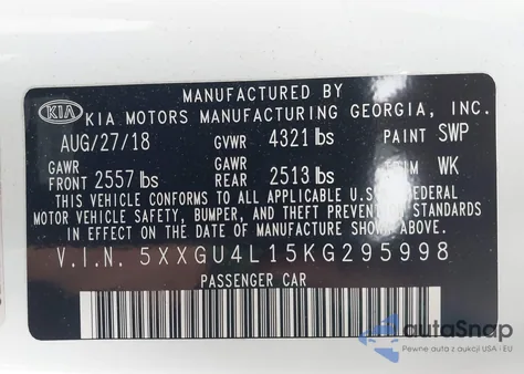 2019 Kia Optima Ex из США, поврежденный, VIN 5XXGU4L15KG295998